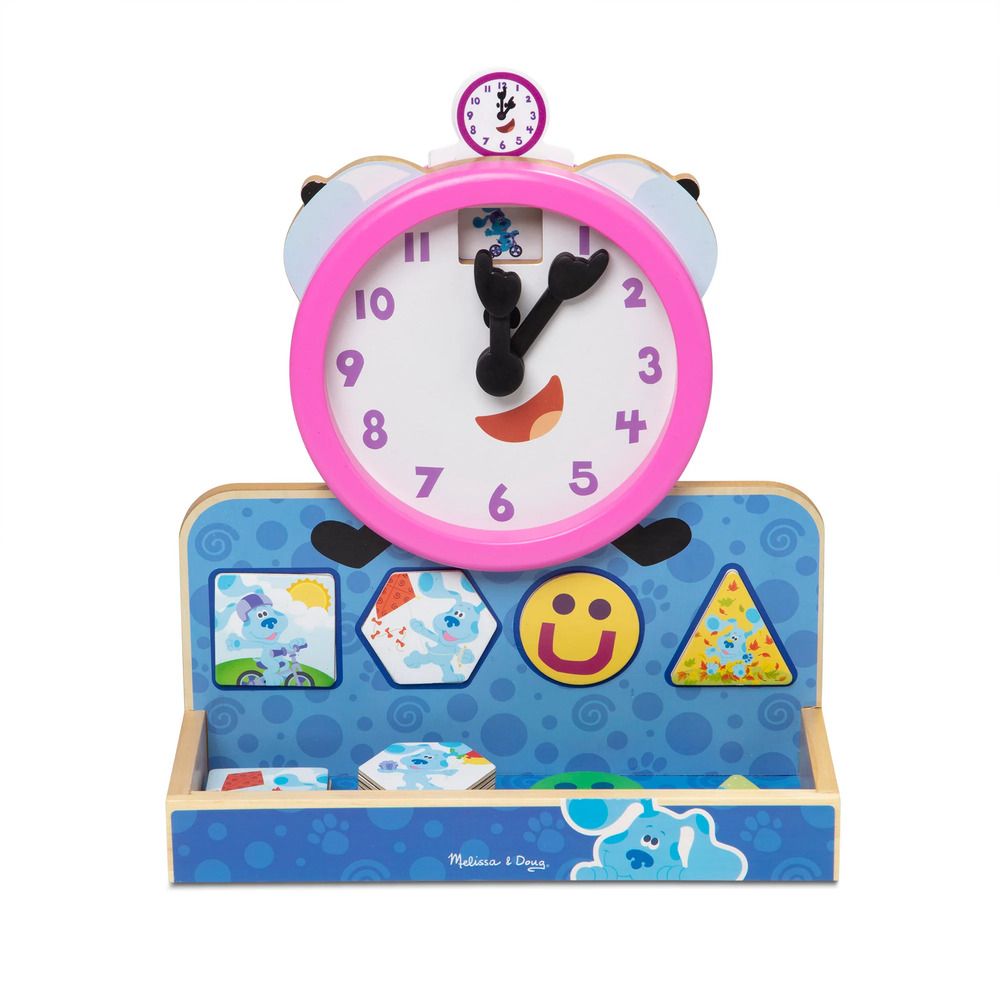 Детски дървен интерактивен часовник Blue’s Clues & You! Tickety Tock – Образователен магнитен комплект за учене на часа и емоциите (3-5 години)