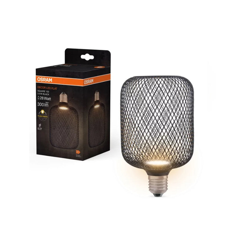 LED ЛАМПА DECOR FLAT SQ100 BLACK 3.5W 827 E27 LEDVANCE