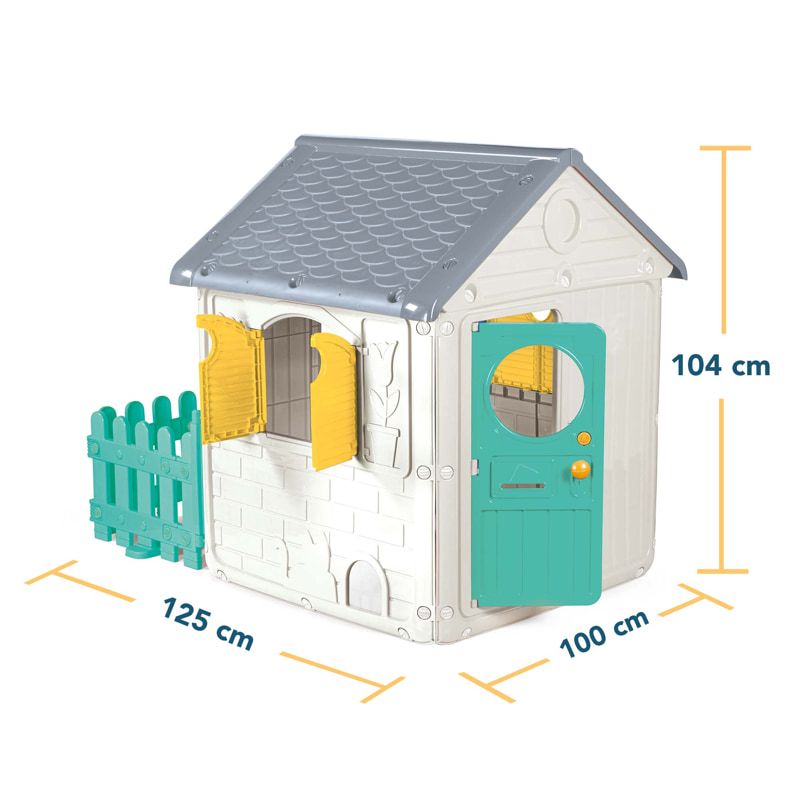 Детска пластмасова къщичка с ограда Dolu Пастел My First House – Детска къща за игра с отварящи се прозорци, врата и дворче за закрито и открито (2+ години)