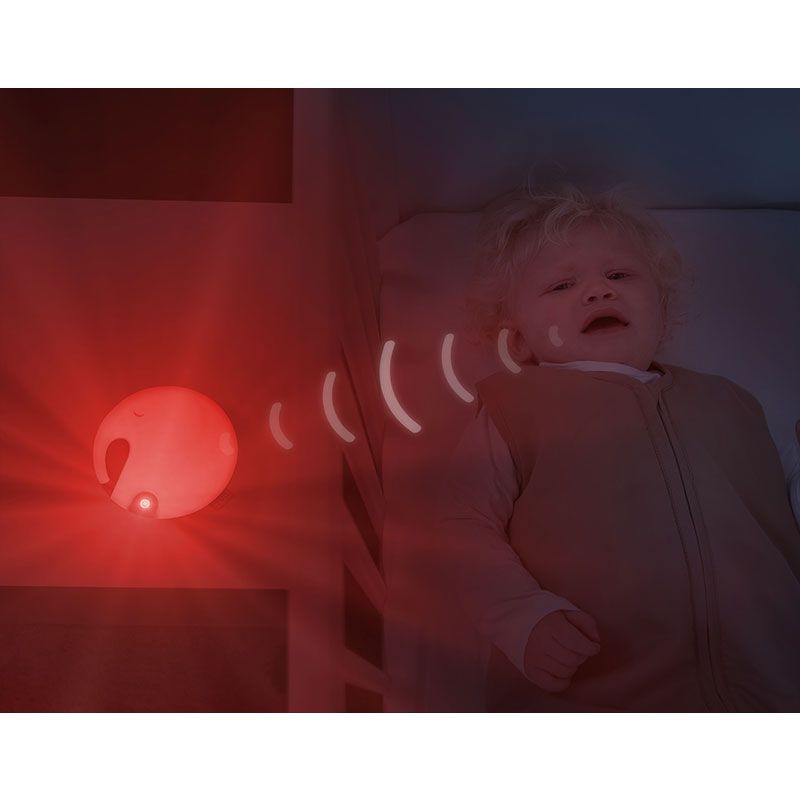 Детска интерактивна нощна лампа с дихателна техника и сензор за плач Zynora Emmy Breathing Soother – Музикален уред с червена светлина, бял шум и авто-таймер (0+ месеца)