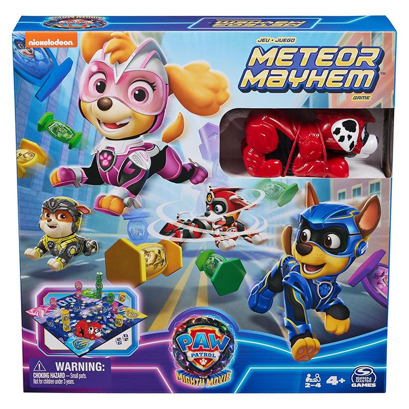 Детска настолна игра Zynora Paw Patrol: Mighty Pups – Епично супергеройско приключение с метеор и навиваща се фигурка на Маршал (4+ години)