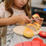 Дървен монтесори комплект за рязане Zynora Little Chef – Образователна дървена дъска с 6 хранителни продукта, нож и велкро лепенки (3+ години)