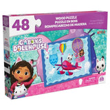 Детски дървен пъзел Zynora Gabby’s Dollhouse: Fly High – Премиум цветен пъзел от 48 части с Габи и котенцата в небесно приключение (4+ години)