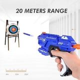 Детски пистолет с меки стрели Soft-Shot Gun – Комплект с 10 бр. дунапренени патрона и 2 бр. кенчета-мишени (8+ години)