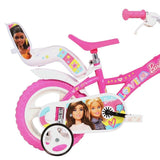Детско колело с помощни колела Dino Bikes Barbie 12 инча – Италиански пластмасов/стоманен велосипед с кошничка, седалка за кукла и EVA гуми (3-5 години)