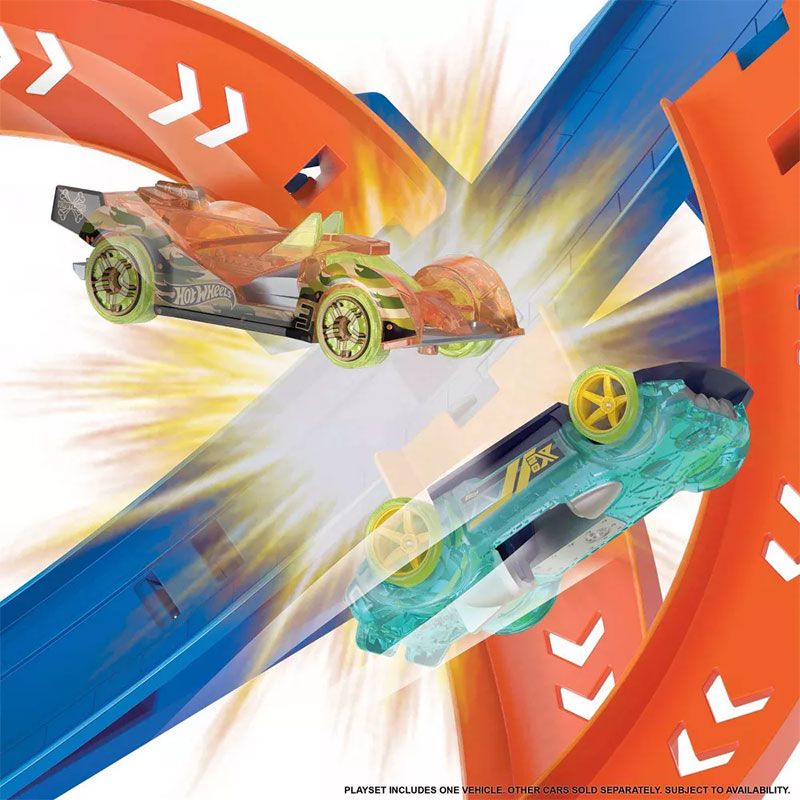 Моторизирана писта Hot Wheels Action: Spiral Speed Crash – Гигантска спирална писта с мощен бустер, 3 зони за сблъсък и височина 74 см (5+ години)