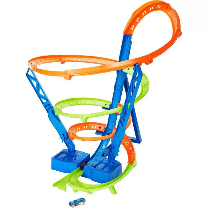 Моторизирана писта Hot Wheels Action: Spiral Speed Crash – Гигантска спирална писта с мощен бустер, 3 зони за сблъсък и височина 74 см (5+ години)