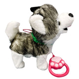 Детско интерактивно плюшено куче хъски Zynora Walking Husky – Ходещо интерактивно кученце с повод, песничка и бутон за активиране (3+ години)