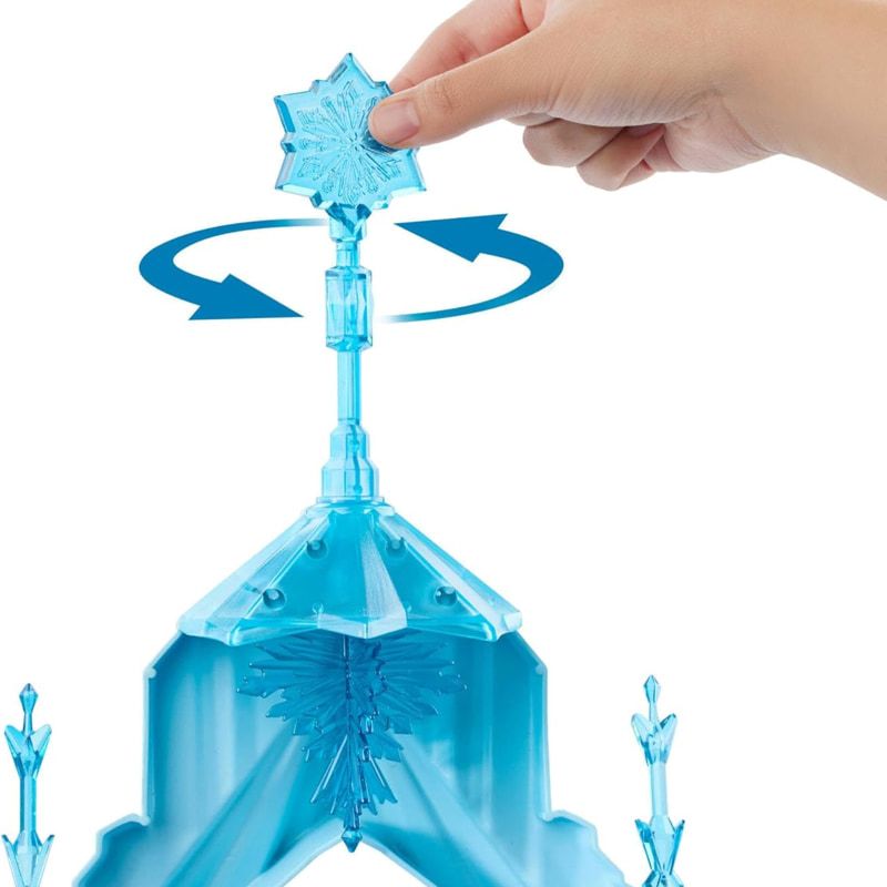 Огромен интерактивен замък за кукли Disney Frozen Леденият дворец на Елза – Снежен замък с фигурка Олаф и 21 кралски аксесоара (150 см)