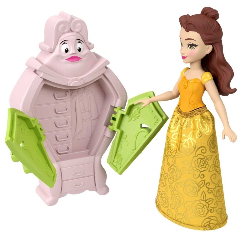 Сгъваем куклен затвор-замък Disney Princess Замъкът на Бел (Belle) с вградена дръжка и 5 вълшебни фигурки