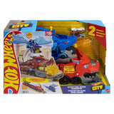 Детски комплект Hot Wheels City: Ultimate Dual Dragon Transporter – Двоен дракон автовоз с трансформираща се двулентова писта (85+ см) и 2 колички (4+ години)