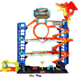 Гигантски детски гараж Hot Wheels City: Ultimate Garage – Писта на 4 нива с автоасансьор, огнен дракон, над 50 паркоместа и 2 колички (4+ години)
