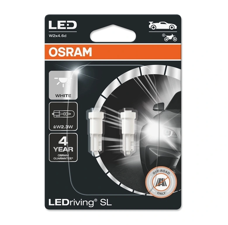 КОМПЛЕКТ LED ЛАМПИ OSRAM 2723DWP-02B W2.3W/T5 6000K 12V 0.25W W2X4.6D