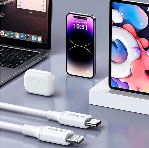 КАБЕЛ USB-C / Lightining MFI 2m US171 UGREEN - БЯЛ