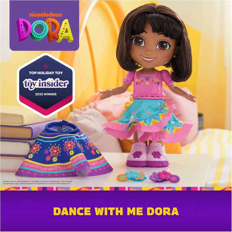 Интерактивна пееща и танцуваща кукла Dora (Дора изследователката) – Музикална двуезична кукла с 50 фрази и аксесоари (34 см)