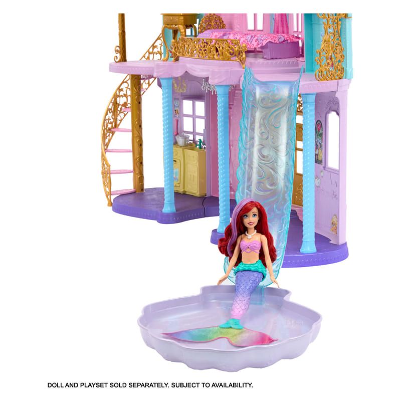 Огромен интерактивен замък за кукли Disney Princess Magical Adventures Castle 3в1 – Многоетажен светещ замък със звуци и 25+ аксесоара (122 см)