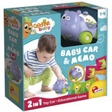 Бебешки образователен комплект Lisciani Carotina Baby: Hippo Car &amp; Memo – Интерактивна количка-хипопотам и първа мемо игра с карти за памет (1-4 години)