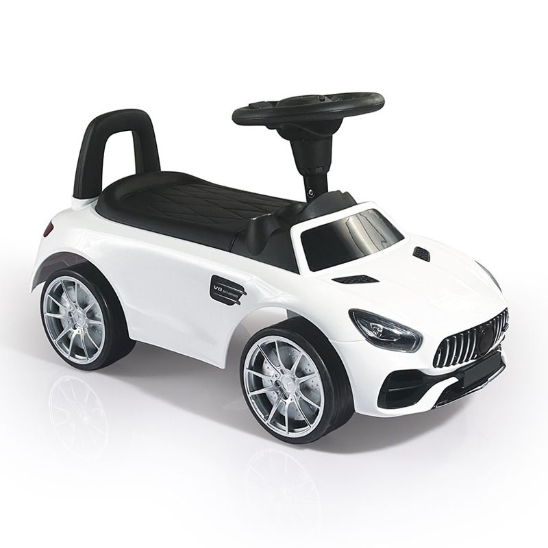 Детска кола за бутане с крачета Dolu Ride On (Бяла - 8036) – Първата бебешка кола играчка с ергономичен волан и стабилни колела за закрито и открито (12+ месеца)