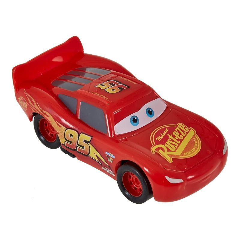 Детска състезателна количка Disney Pixar Cars: Pull-Back Lightning McQueen – Оригинален автомобил Светкавицата Маккуин в голям мащаб 1:43 с инерционен механизъм (3+ години)