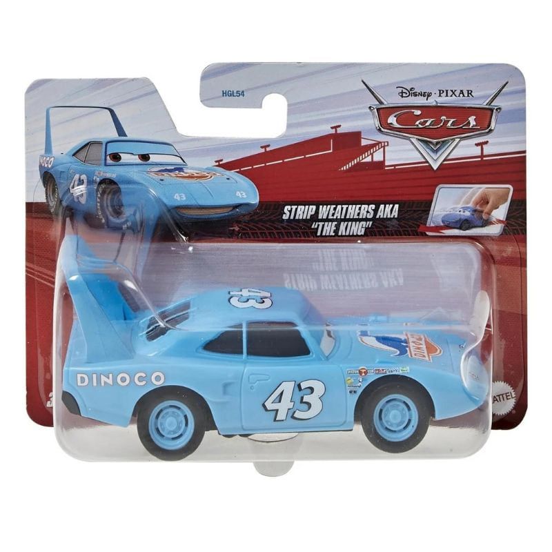 Детска състезателна количка Disney Pixar Cars: Pull-Back Strip Weathers (The King) – Оригинален автомобил „Краля“ в голям мащаб 1:43 с инерционен механизъм (3+ години)