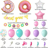 Комплект балони за украса Zynora Donut Party – 120 броя пастелни и фолиеви балони Поничка за арки, гирлянди и детски рождени дни