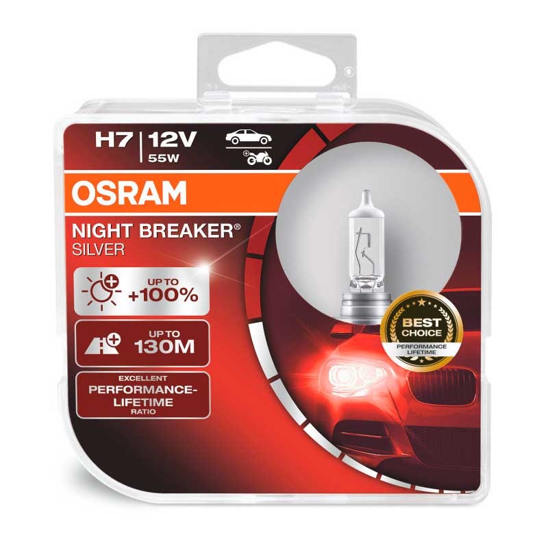 Халогенни крушки OSRAM NIGHT BREAKER SILVER H7 +100% 2бр