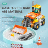 Детски образователен конструктор 6в1 Feelo Construction Vehicles – Трансформиращи се строителни машини, мега робот и детска отвертка (141 едри части)