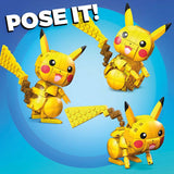 Детски образователен конструктор Mega Pokémon Pikachu – Екшън фигурка за сглобяване в бойни пози с електрически ефекти (211 части)