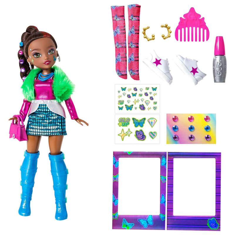 Модна кукла Raya Toys GLO-UP Girls (All Out Kenzie) – Творчески салон с магически грим, кристали и над 15 аксесоара