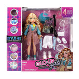Модна кукла GLO-UP Girls с дълга руса коса – Интерактивен моден комплект с дрехи, обувки и чанти