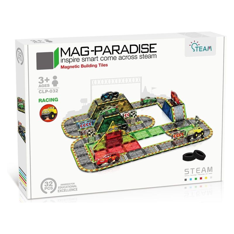 Детски магнитен конструктор  Mag-Paradise – Образователен 3D комплект със силни магнити и CE сертификат (32 части)