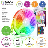 Многоцветна водоустойчива RGB LED лента Zynora 2M – USB захранване, IP65, 16 цвята, дистанционно управление и самозалепваща подложка