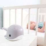 Детски проектор за кошара ZAZU Wally the Whale – Проектор с водни капки, океански звуци, велкро лента и сензор за плач