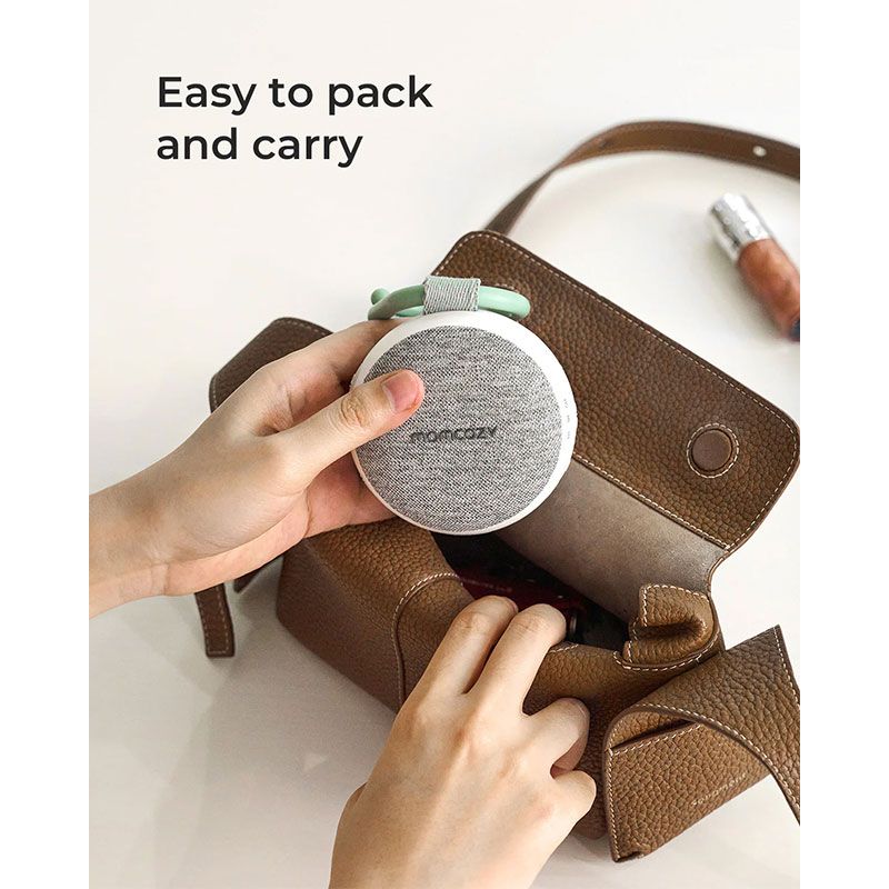 Преносима музикална кутия за сън momcozy Sleep Machine – Уред за бял шум с 20 успокояващи звука, Bluetooth, нощна лампа, таймер и защита за деца