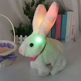 Детско интерактивно плюшено зайче Zynora Hopping Bunny – Анимирано зайче с ходене, мърдащи ушички, LED светлини и музика (18 см, 3+ години)
