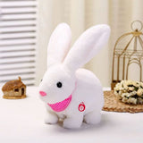 Детско интерактивно плюшено зайче Zynora Hopping Bunny – Анимирано зайче с ходене, мърдащи ушички, LED светлини и музика (18 см, 3+ години)
