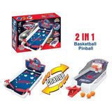 Мултифункционална аркадна игра 2 в 1 Zynora Basketball &amp; Pinball – Трансформираща се настолна игра с флипери, баскетболен кош и изстрелващ механизъм (3 години +)
