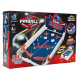 Мултифункционална аркадна игра 2 в 1 Zynora Basketball &amp; Pinball – Трансформираща се настолна игра с флипери, баскетболен кош и изстрелващ механизъм (3 години +)