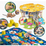Дървена Монтесори игра Zynora The House of the Mouse (3D къща с активности) – Образователен комплект за фина моторика, цифри и геометрични форми (3+ години)