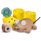 Дървена Монтесори игра Zynora The House of the Mouse (3D къща с активности) – Образователен комплект за фина моторика, цифри и геометрични форми (3+ години)
