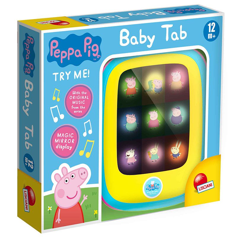 Детски интерактивен таблет Lisciani Peppa Pig Baby Tab – Огледален бебешки таблет с песнички, звуци и светлини (12+ месеца)