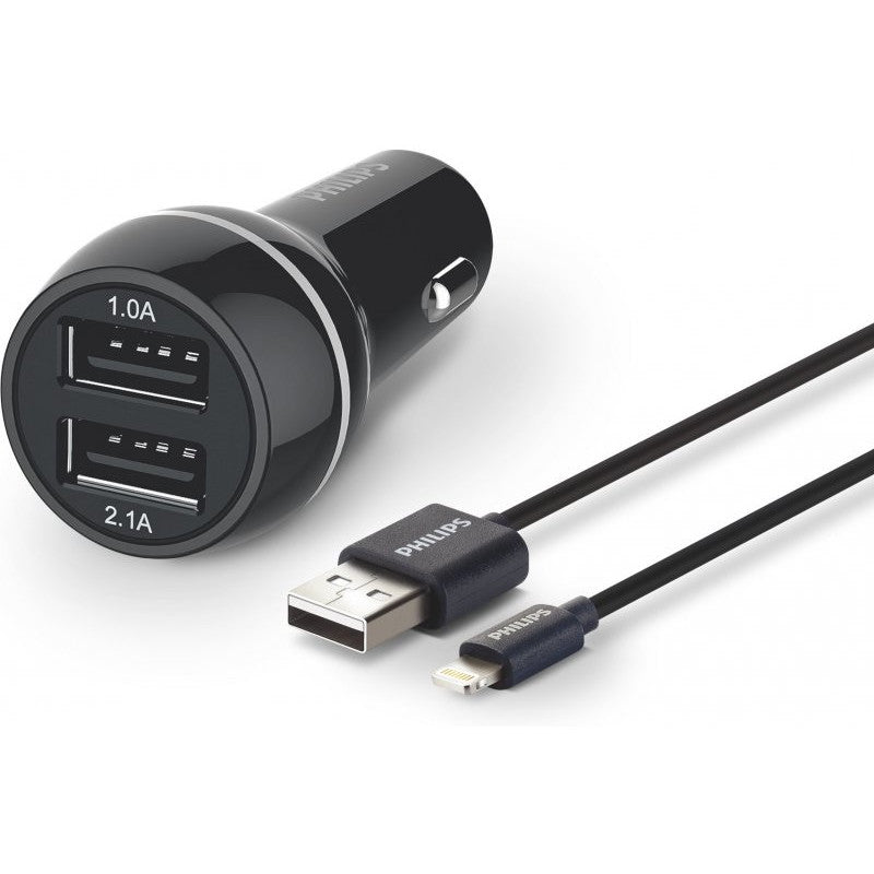 ЗАРЯДНО ЗА АВТОМОБИЛ DLP2357V 2xUSB+Lightin КАБЕЛ PHILIPS
