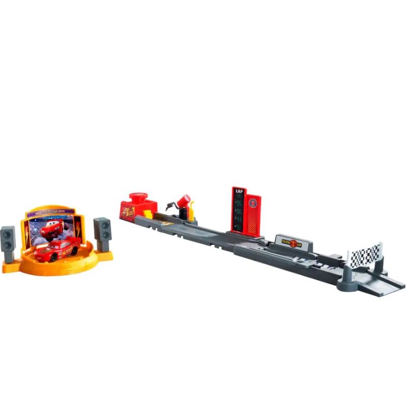 Детски игрален комплект Disney Pixar Cars: Състезание за Купата на Пистън – Интерактивна писта (60 см) с изстрелвачка, рампа и количка Светкавицата Маккуин (4+ години)