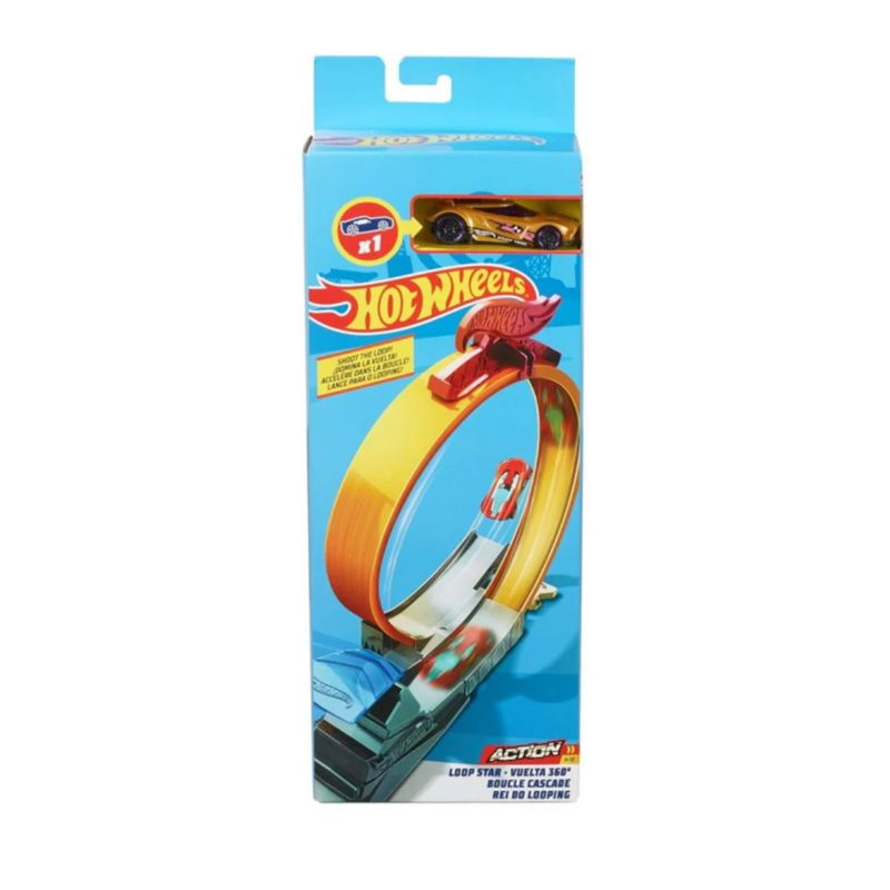 Детска писта Hot Wheels Action Vertical Loop – Екстремен комплект с 360-градусов вертикален лупинг и количка (4+ години)