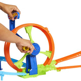 Детска писта Hot Wheels Action: Rapid Launch &amp; Loop – Преносим каскадьорски комплект с манивела, лупинг, зона за сблъсък и количка (4+ години)