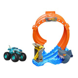 Детски комплект Hot Wheels Monster Trucks: Spiral Shark Smash – Писта със спирала, гигантска акула и количка Mega-Wrex™ (3+ години)
