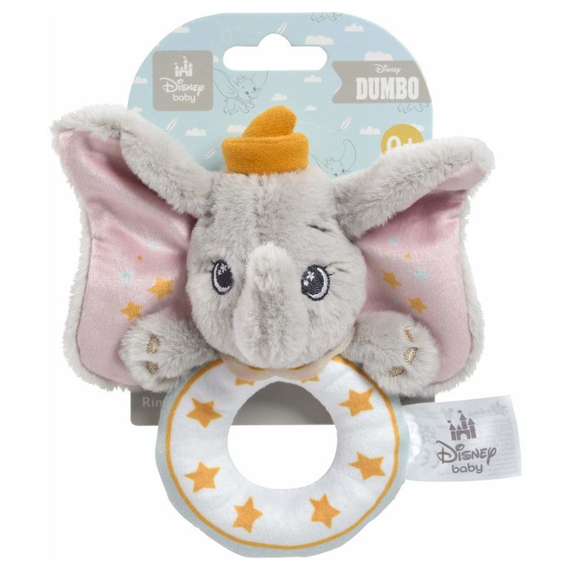 Мека бебешка ринг дрънкалка Dumbo Disney – Вълшебни първи звуци и нежни пастелни открития