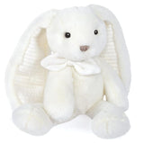 Луксозно бебешно плюшено зайче в подаръчна кутия Doudou Preppy Chic – Премиум френска играчка за гушкане с детайли от релефен джърси плат (30 см)