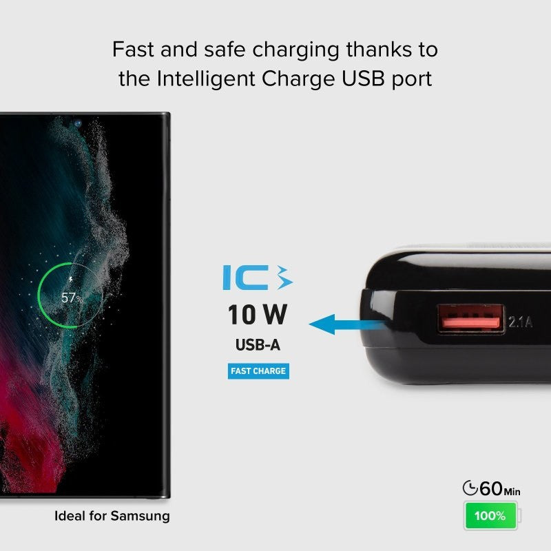 POWER BANK (ВЪНШНА БАТЕРИЯ)10 000mAh,1xUSB C,1xUSB A,PD 20W,BL SBS - ЧЕРЕН