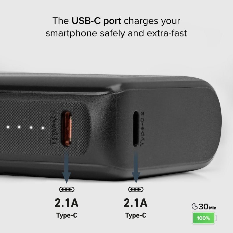 POWER BANK(ВЪНШНА БАТЕРИЯ) 10 000mAh,2xUSB-C,1xUSB A,10W SBS - BLACK
